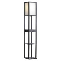 LUSSOLE WOODRUFF Торшер, цвет основания - черный, плафон - ткань (цвет - бежевый), 1x10W E27, GRLSP-0333