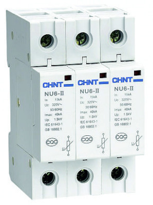 Ограничитель  имп. перенапр.  NU6-II 3Р In=15kA  Uc=460B Im=40kA, Chint, 213583