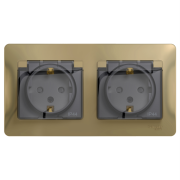 РОЗЕТКА двойная с заземлением, со шторками, в сборе, IP44, ТИТАН