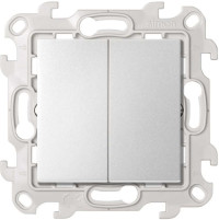 Simon Двухклавишный кнопочный выключатель 10A 250В~ цвета алюминий S24 Harmonie, 2410151-033