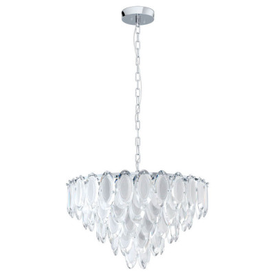 39724 Подвес CARVARIO, 10х40W (E14), ?600, H1100, сталь, хром//стекло, прозрачный, матовый