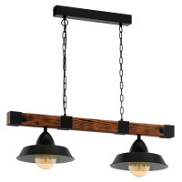 49684 Подвес OLDBURY, 2х60W (E27), L860, B260, H1100, сталь, дерево, черный, коричневый, 49684