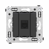 DKC Компьютерная розетка RJ-45 без шторки в стену, кат.6 одинарная, "Avanti", "Черный матовый"