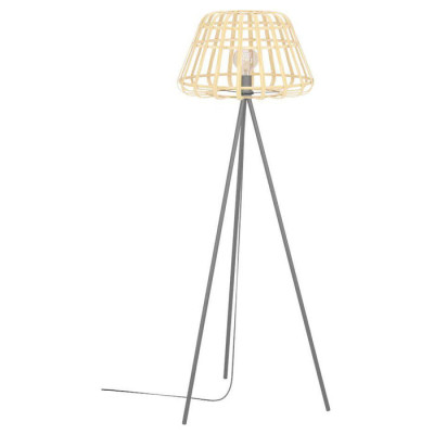 390155 Торшер с ножным выключателем MONTEZUELO, 1X40W (E27), H1490, сталь, черный // дерево, натураль, 390155