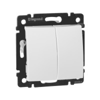Legrand Выключатель двухклавишный - Legrand Valena - 10А 250В схема 5 безвинтовые зажимы - белый, 774405