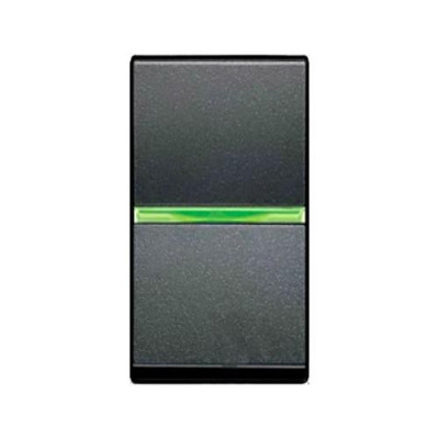 N2101.5 AN - Механизм 1-клавишного 1-полюсного выключателя с клавишей с контрольной подсветкой, 1-модульный, серия Zenit, цвет антрацит - 2CLA210150N1801