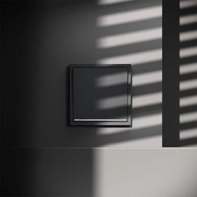 Проходной переключатель встраиваемый VOLTUM S70 одноклавишный с подсветкой 10А, (графит), VLS010407