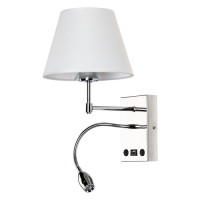 Arte Lamp ELBA, Бра, цвет арматуры - ХРОМ, цвет плафона/декора - БЕЛЫЙ, 1х60W E27, A2581AP-2CC