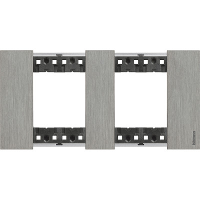 KA4802M2ZG Bticino LIVING NOW. Декоративная рамка 2 поста (2+2 модуля).Цвет "Сталь", KA4802M2ZG