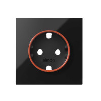 Simon 10000037-138 Накладка розетки Schuko UPS цвета черный глянец S100