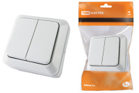 Выключатель 2-кл. открытой установки IP20 10А, белый "Ладога" TDM Electric, SQ1801-0003