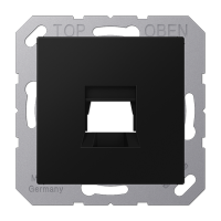 Kрышка для 1-го разъема; без видимого винта; подпружиненная шторка; термопласт; черный матовый, A1569-15WESWM