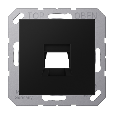 Kрышка для 1-го разъема; без видимого винта; подпружиненная шторка; термопласт; черный матовый, A1569-15WESWM