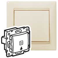 Legrand Выключатель кнопочный одноклавишный с подсветкой с символом лампы - Legrand Valena - 10А 250В схема 1PL безвинтовые зажимы - слоновая кость, 774313