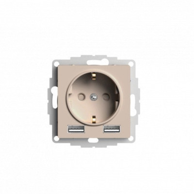 ATN001230 - ATLASDESIGN РОЗЕТКА 16А c 2 USB A+A, 5В/2,4А, 2х5В/1,2А, механизм, ПЕСОЧНЫЙ, Systeme Electric