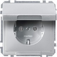 MERTEN МЕХАНИЗМ розетки 16А с/з c крышкой IP44, АЛЮМИНИЙ, QF SD