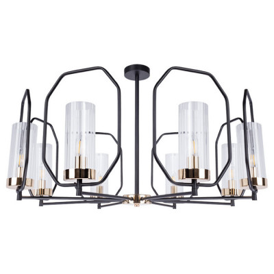 Arte Lamp CELAENO, Люстра, цвет арматуры - черный, цвет плафона/декора - ПРОЗРАЧНЫЙ, 8х60W E14, A7004PL-8BK