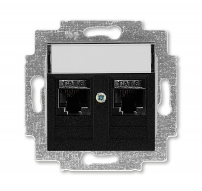 5014H-A61018 63W - Розетка информационная ABB Levit двойная 2хRJ45 категория 6 антрацит - 2CHH296118A6063