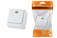 Переключатель на 2 направления 1-кл. открытой установки с подсветкой IP20 10А, белый "Ладога" TDM Electric, SQ1801-0011