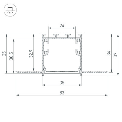 Профиль SL-LINIA32-FANTOM-3000 ANOD (Arlight, Алюминий), 036225