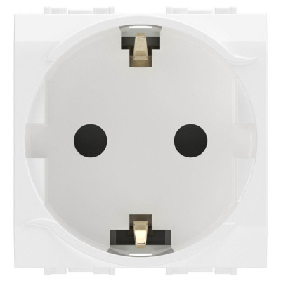 ДКС Электрическая розетка  с заземлением, со шторками, белая, 2мод., 76482B