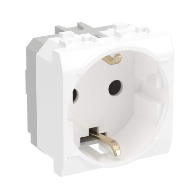 ДКС Электрическая розетка  с заземлением, со шторками, белая, 2мод., 76482B