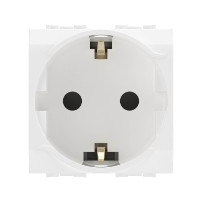 ДКС Электрическая розетка  с заземлением, со шторками, белая, 2мод., 76482B