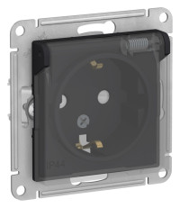 ATN441046 - ATLASDESIGN AQUA РОЗЕТКА с заземлением со шторками, с прозрач. крышкой 16А, IP44, механизм, КАРБОН, Systeme Electric