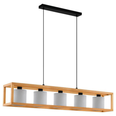 390102 Подвесной потолочный светильник (люстра) GRANADOS, 5x40W, E27, L1000, B200, H1500, сталь, дер