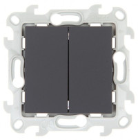 Simon Двухклавишный кнопочный выключатель 10A 250В~ цвета графит S24 Harmonie, 2410151-038