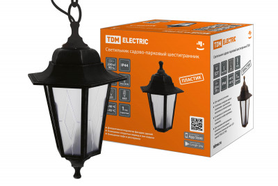Светильник садово-парковый НСУ 06-60-001 шестигр., подвес, пластик, расс.пластик, черный TDM Electric, SQ0330-0763
