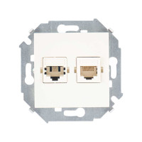 Simon Simon15 Розетка телефон+компьют. RJ11+RJ45 кат.5е, сл. кость, 1591590-031