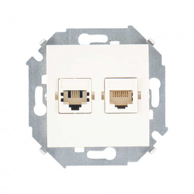 Simon Simon15 Розетка телефон+компьют. RJ11+RJ45 кат.5е, сл. кость, 1591590-031