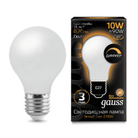 Лампа Gauss Filament А60 10W 820lm 2700К Е27 milky диммируемая LED 1/10/40, 102202110-D