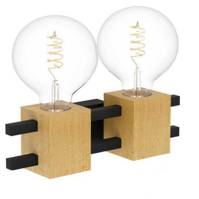 390192 Бра (настенный светильник) LEVANTARA, 2X40W (E27), сталь, дерево, черный, коричневый