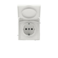 DKC KANT Розетка силовая, 2P+E, с з/ш, с крышкой, IP44, белый песок, 7010013