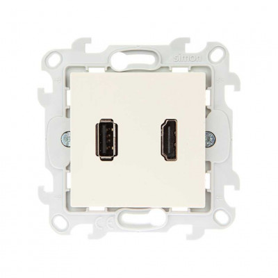 Simon Коннектор HDMI+USB 2.0, сл кость, 2411095-031