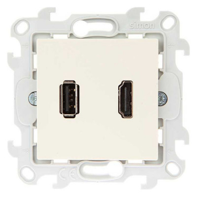 Simon Коннектор HDMI+USB 2.0, сл кость, 2411095-031