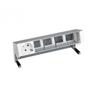 Simon 400 Алюминий Настольный розеточный блок, 1х2P+E, 4 пустых модуля, 42501000-133