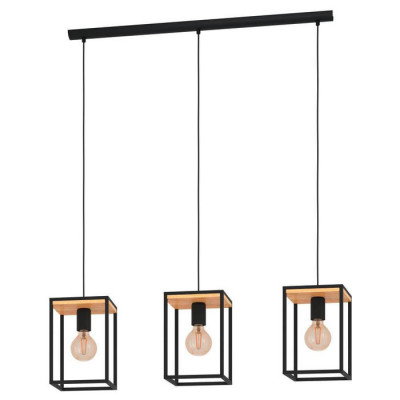 99855 Подвесной потолочный светильник LIBERTAD, 3Х40W, E27, L880, B180, H1100, сталь, дерево, черный