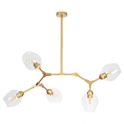 Arte Lamp YUKA, Светильник подвесной, цвет арматуры - золото, цвет плафона/декора - прозрачный, 5x60W E27, A4103SP-5GO