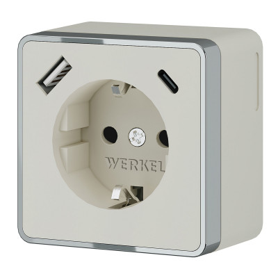 Werkel W5071703/ Розетка с заземлением, шторками и USB тип A+C Gallant (слоновая кость), a057699