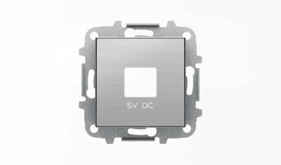 8585 AI - Накладка для механизмов зарядного устройства USB, арт.8185, серия SKY, цвет нержавеющая сталь - 2CLA858500A1401