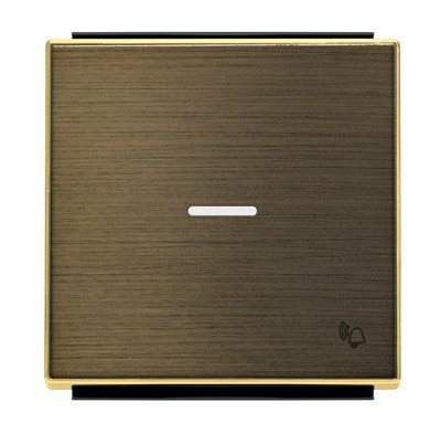 8504.3 OE - Клавиша для 1-клавишных выключателей/переключателей/кнопок с символом ЗВОНОК и линзой подсветки, серия SKY, цвет античная латунь - 2CLA850430A1201