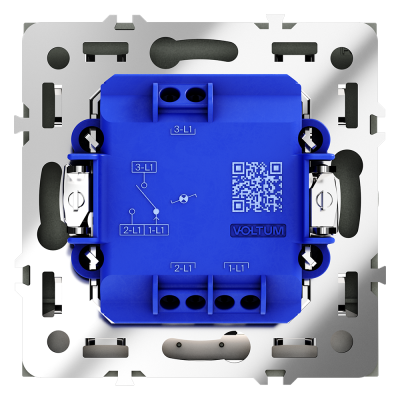 Проходной переключатель встраиваемый VOLTUM S70 одноклавишный с подсветкой 10А, (черный матовый), VLS010408