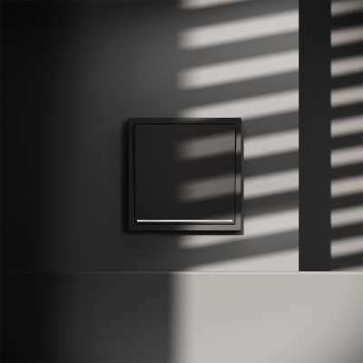 Проходной переключатель встраиваемый VOLTUM S70 одноклавишный с подсветкой 10А, (черный матовый), VLS010408