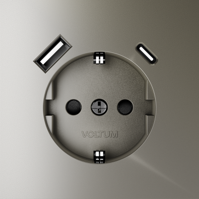 Розетка встраиваемая VOLTUM S70 с заземлением и защитными шторками, 16А, с USB, A+С, (шелк), VLS040504