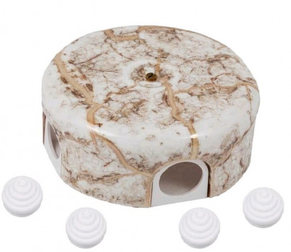 Bironi Распределительная коробка 110мм, керамика, цвет мрамор (4 кабельных ввода в комплекте), B1-522-09-K