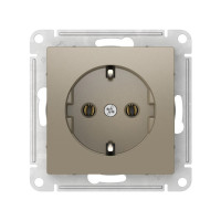 ATN000543S - ATLASDESIGN РОЗЕТКА с заземлением без шторок, 16А, мех., быстрозажим. клем., ШАМПАНЬ, Systeme Electric