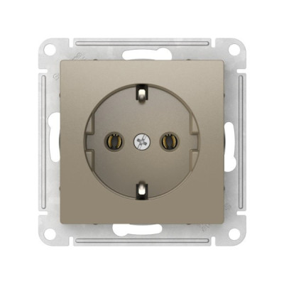 ATN000543S - ATLASDESIGN РОЗЕТКА с заземлением без шторок, 16А, мех., быстрозажим. клем., ШАМПАНЬ, Systeme Electric